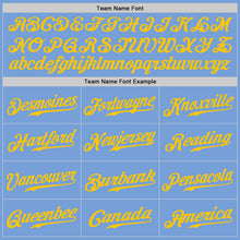 Load image into Gallery viewer, Custom Light Blue Gold Authentic Baseball Jersey