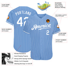 Load image into Gallery viewer, Custom Light Blue White Pinstripe White Authentic Baseball Jersey