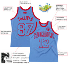 Load image into Gallery viewer, Custom Light Blue Light Blue-Red Authentic Throwback Basketball Jersey