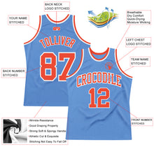 Load image into Gallery viewer, Custom Light Blue Orange-White Authentic Throwback Basketball Jersey