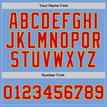 Load image into Gallery viewer, Custom Light Blue Red-Gold Authentic Throwback Basketball Jersey