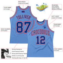 Load image into Gallery viewer, Custom Light Blue Royal-Red Authentic Throwback Basketball Jersey