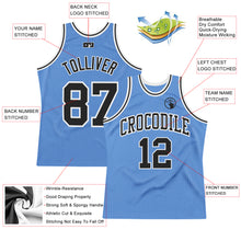 Load image into Gallery viewer, Custom Light Blue Black-White Authentic Throwback Basketball Jersey
