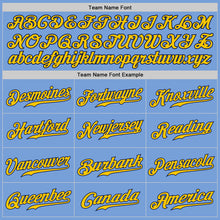 Load image into Gallery viewer, Custom Light Blue Navy-Gold Authentic Baseball Jersey