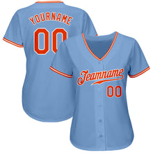Load image into Gallery viewer, Custom Light Blue Orange-White Authentic Baseball Jersey