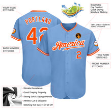 Load image into Gallery viewer, Custom Light Blue Orange-White Authentic Baseball Jersey