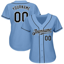 Load image into Gallery viewer, Custom Light Blue Black-White Authentic Baseball Jersey