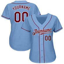 Load image into Gallery viewer, Custom Light Blue Crimson-White Authentic Baseball Jersey