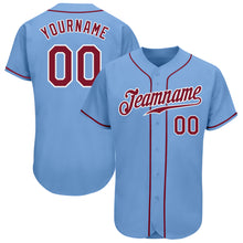 Load image into Gallery viewer, Custom Light Blue Crimson-White Authentic Baseball Jersey