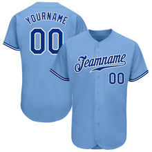 Load image into Gallery viewer, Custom Light Blue Royal-White Authentic Baseball Jersey