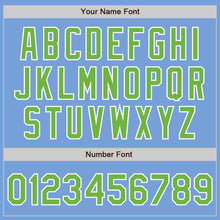 Load image into Gallery viewer, Custom Light Blue Neon Green-White Authentic Baseball Jersey