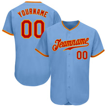 Load image into Gallery viewer, Custom Light Blue Red-Gold Authentic Baseball Jersey