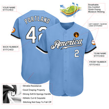 Load image into Gallery viewer, Custom Light Blue White-Black Authentic Baseball Jersey