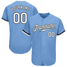 Load image into Gallery viewer, Custom Light Blue White-Black Authentic Baseball Jersey