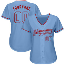 Load image into Gallery viewer, Custom Light Blue Light Blue-Red Authentic Baseball Jersey