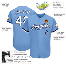 Load image into Gallery viewer, Custom Light Blue White-Navy Authentic Baseball Jersey