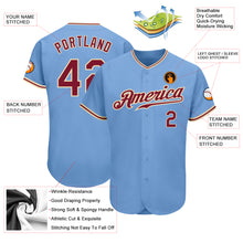 Load image into Gallery viewer, Custom Light Blue Crimson-City Cream Authentic Baseball Jersey