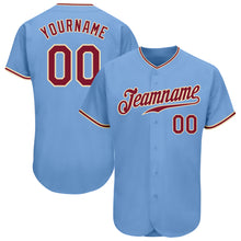 Load image into Gallery viewer, Custom Light Blue Crimson-City Cream Authentic Baseball Jersey