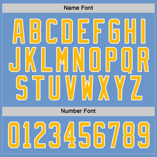 Load image into Gallery viewer, Custom Light Blue Gold-White Hockey Jersey