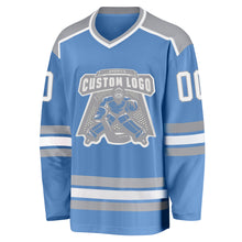 Load image into Gallery viewer, Custom Light Blue White-Gray Hockey Jersey