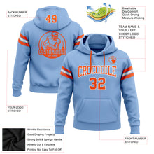 Load image into Gallery viewer, Custom Stitched Light Blue Orange-White Football Pullover Sweatshirt Hoodie