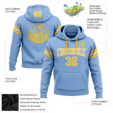 Load image into Gallery viewer, Custom Stitched Light Blue Gold-White Football Pullover Sweatshirt Hoodie