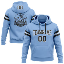 Load image into Gallery viewer, Custom Stitched Light Blue Black-White Football Pullover Sweatshirt Hoodie
