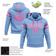 Load image into Gallery viewer, Custom Stitched Light Blue Pink-White Football Pullover Sweatshirt Hoodie