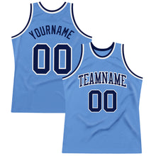Load image into Gallery viewer, Custom Light Blue Navy-White Authentic Throwback Basketball Jersey