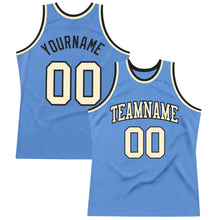 Load image into Gallery viewer, Custom Light Blue Cream-Black Authentic Throwback Basketball Jersey