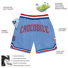 Load image into Gallery viewer, Custom Light Blue Royal-Red Authentic Throwback Basketball Shorts