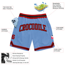 Load image into Gallery viewer, Custom Light Blue Red-Black Authentic Throwback Basketball Shorts