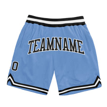 Load image into Gallery viewer, Custom Light Blue Black-White Authentic Throwback Basketball Shorts