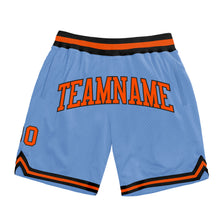 Load image into Gallery viewer, Custom Light Blue Orange-Black Authentic Throwback Basketball Shorts