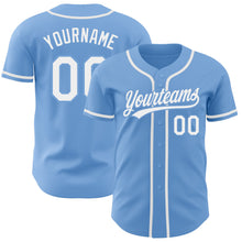 Load image into Gallery viewer, Custom Light Blue White Authentic Baseball Jersey