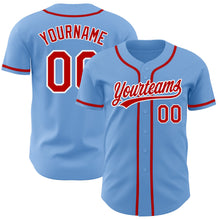 Load image into Gallery viewer, Custom Light Blue Red-White Authentic Baseball Jersey