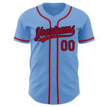 Load image into Gallery viewer, Custom Light Blue Red-Navy Authentic Baseball Jersey