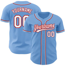 Load image into Gallery viewer, Custom Light Blue White-Red Authentic Baseball Jersey