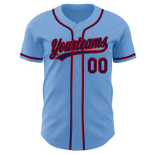 Load image into Gallery viewer, Custom Light Blue Navy-Red Authentic Baseball Jersey