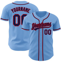 Load image into Gallery viewer, Custom Light Blue Navy-Red Authentic Baseball Jersey