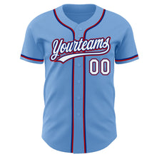 Load image into Gallery viewer, Custom Light Blue White Royal-Red Authentic Baseball Jersey