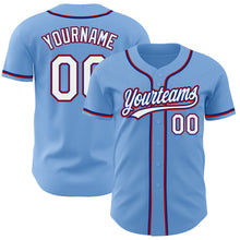 Load image into Gallery viewer, Custom Light Blue White Royal-Red Authentic Baseball Jersey