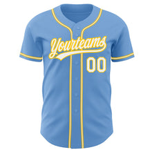 Load image into Gallery viewer, Custom Light Blue White-Gold Authentic Baseball Jersey