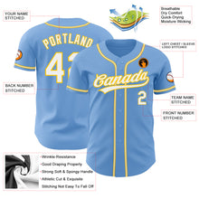 Load image into Gallery viewer, Custom Light Blue White-Gold Authentic Baseball Jersey