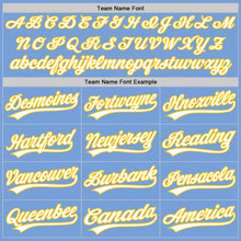 Load image into Gallery viewer, Custom Light Blue White-Gold Authentic Baseball Jersey