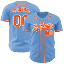 Load image into Gallery viewer, Custom Light Blue Orange-White Authentic Baseball Jersey