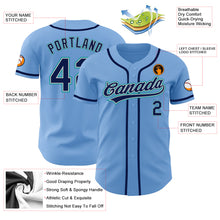 Load image into Gallery viewer, Custom Light Blue Navy Gray-Teal Authentic Baseball Jersey