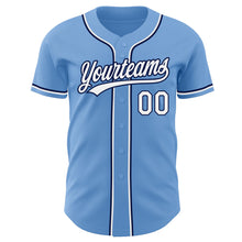 Load image into Gallery viewer, Custom Light Blue White-Navy Authentic Baseball Jersey