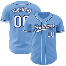 Load image into Gallery viewer, Custom Light Blue White-Navy Authentic Baseball Jersey