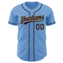 Load image into Gallery viewer, Custom Light Blue Navy-Old Gold Authentic Baseball Jersey